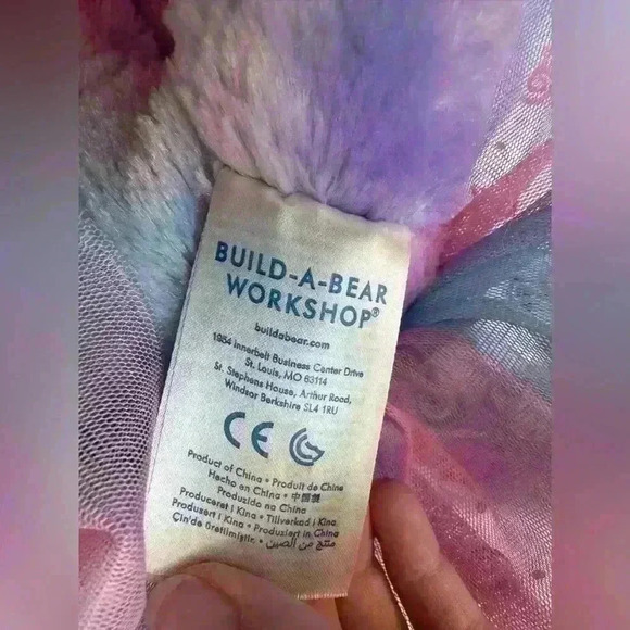 Sweet Heart Hugs Swirl Multicolor Plush Build A Bear BAB Teddy Pink Purple Blue - Picture 6 of 7